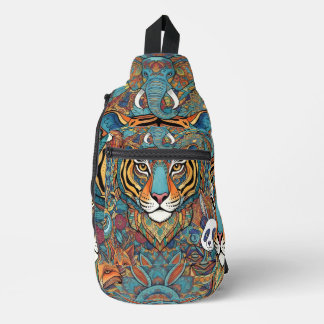 Farbige Tiermandala – Boho-Tier  Crossbody Bag