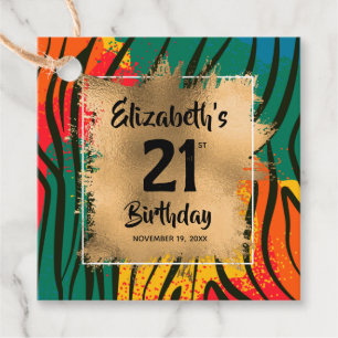 Farbige Tierwerbung 21. Geburtstag Personalisiert Geschenkanhänger