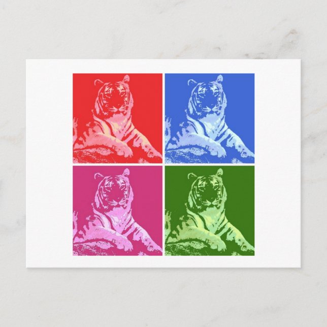 Farbige Tiger Postkarte (Vorderseite)