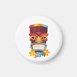 Farbige Tiki und Blume Magnet