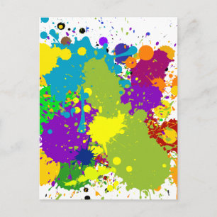 Farbige tintige Spritzer Postkarte