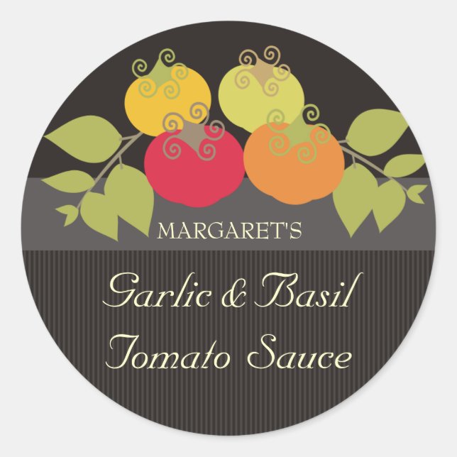 Farbige Tomaten/Paradeiser Basispensum-Etiketten L Runder Aufkleber (Vorderseite)