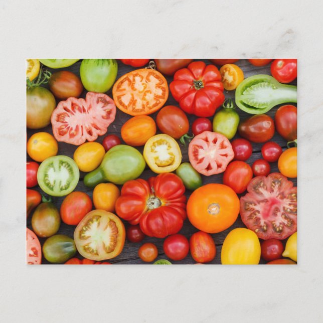 Farbige Tomaten Postkarte (Vorderseite)