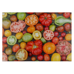 Farbige Tomaten Schneidebrett