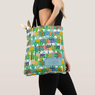 Farbige Töpfe und Kaktusmuster Personalisiert Tasche