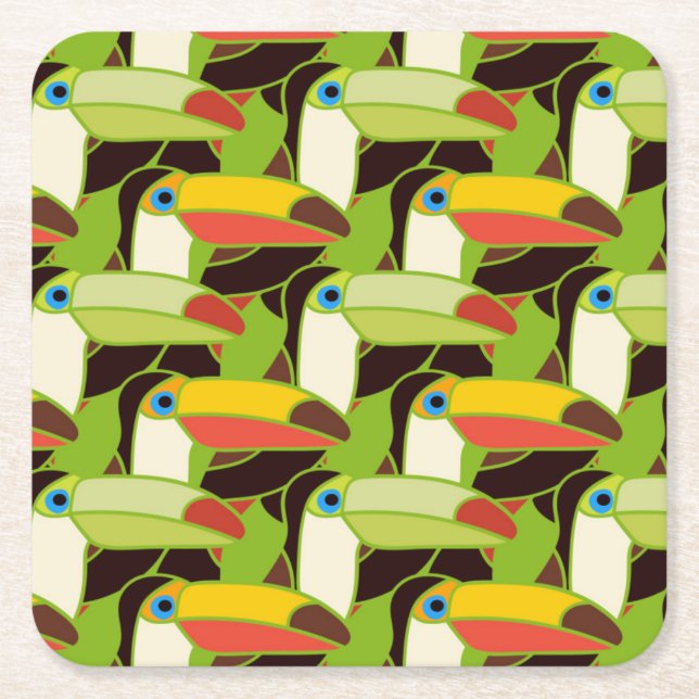Farbige Toucans 2 Rechteckiger Pappuntersetzer (Vorderseite)
