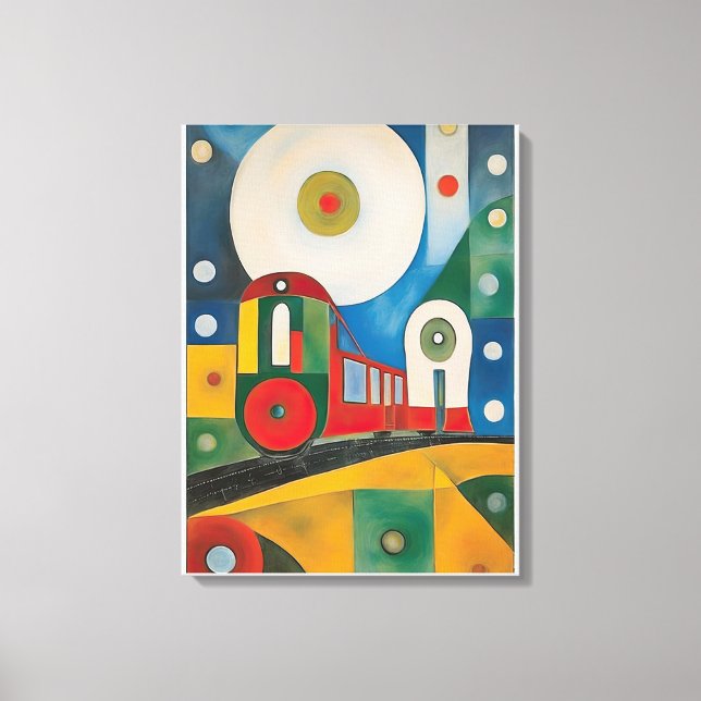 Farbige Train Abstrakt Art Malerei Leinwanddruck (Vorderseite)