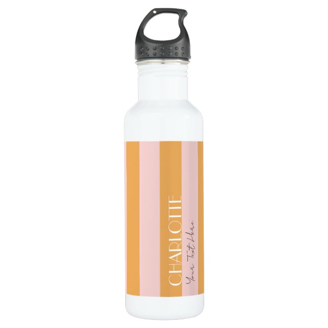 Farbige, trendige gelbe Retro-Farbblockstreifen Edelstahlflasche (Vorderseite)
