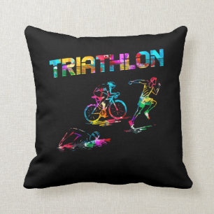 Farbige Triathlon Swim Bike Run Athlete Sport Kissen
