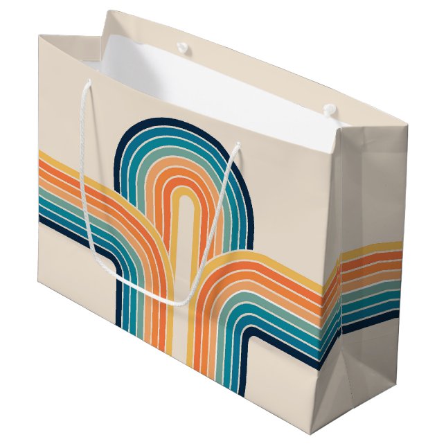 Farbige Triple-Retro-Arkaden Große Geschenktüte (Vorderseite Schrägansicht)