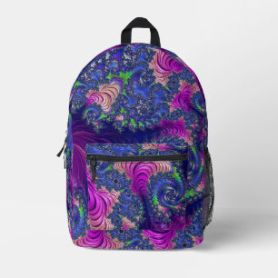 Farbige Trippy Boho-Juwel-Ton-Regenbogen-Fraktal Bedruckter Rucksack