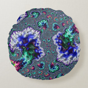 Farbige Trippy Groovy Spirale Abstractes Fraktal Rundes Kissen