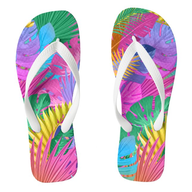 Farbige tropische Blätter ID575 Flip Flops (Fußbett)