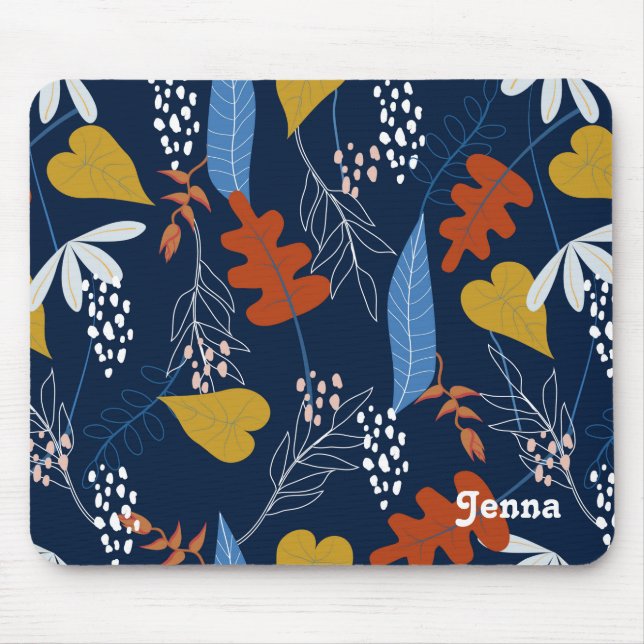 Farbige tropische Blätter und Blume Mousepad (Vorne)