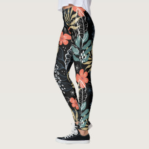 Farbige tropische Blätter und Blume Muster leggi Leggings