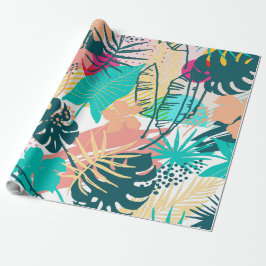 Farbige tropische Blume und Blätter Geschenkpapier