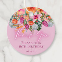 Farbige tropische Blumen Disco-Kugeln Neon-Glow