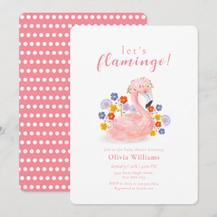 Farbige tropische Blumen Flamingo Baby Shower Einladung