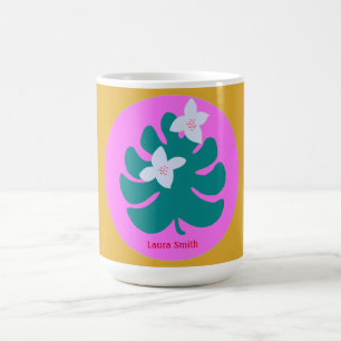 Farbige tropische Blumen moderne Name Tasse