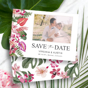 Farbige tropische Blumenfotografie Save The Date