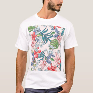Farbige tropische Dschungel-Nahtlosdruck T-Shirt