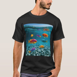 Farbige tropische Fisch-Ozean-Kunst T-Shirt