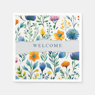 Farbige tropische florale Wasserfarbe-Willkommensp Serviette