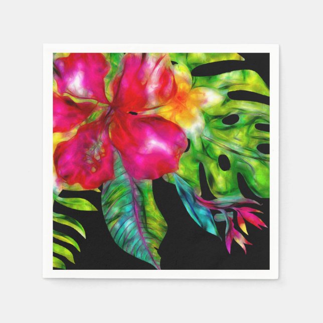 Farbige tropische Hibiskus-Blätter Serviette (Vorderseite)