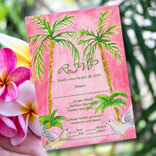 Farbige tropische Lovebirds rosa RSVP-Karte Dankeskarte