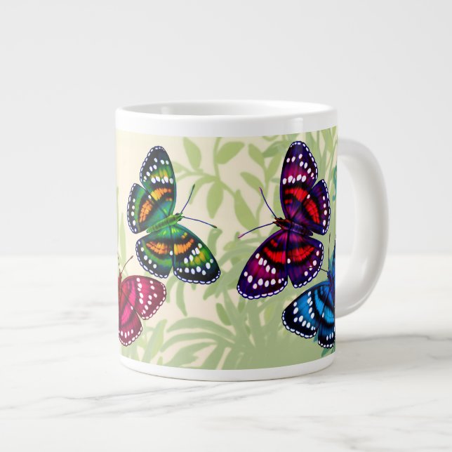Farbige tropische Schmetterlinge Jumbo-Tasse (Vorderseite Rechts)