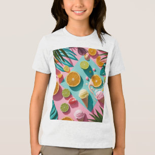 Farbige tropische Sommer-T-Shirt für Kinder – Hell Tri-Blend Shirt