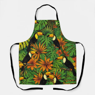 Farbige Tukane Tropischer Dschungel Blätter Hibisk Schürze