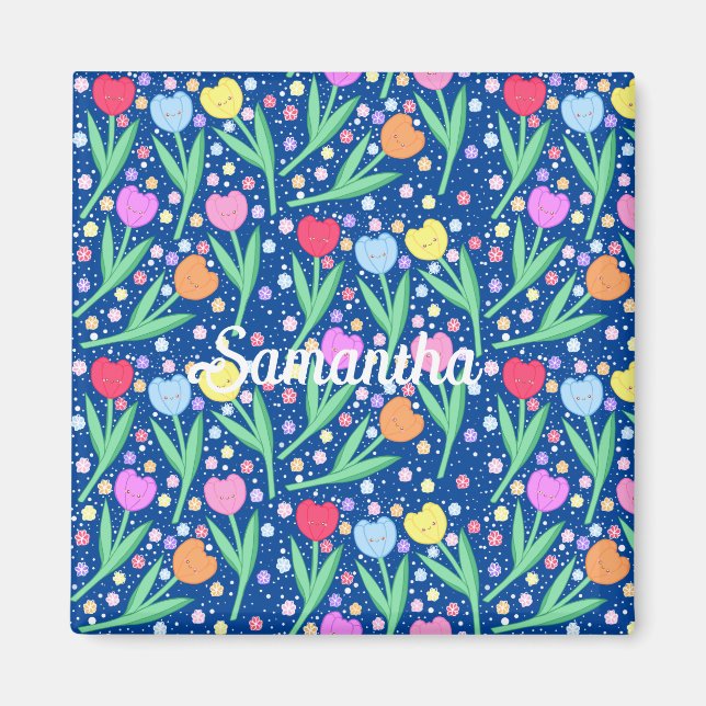 Farbige Tulip-Blume Magnet (Vorne)