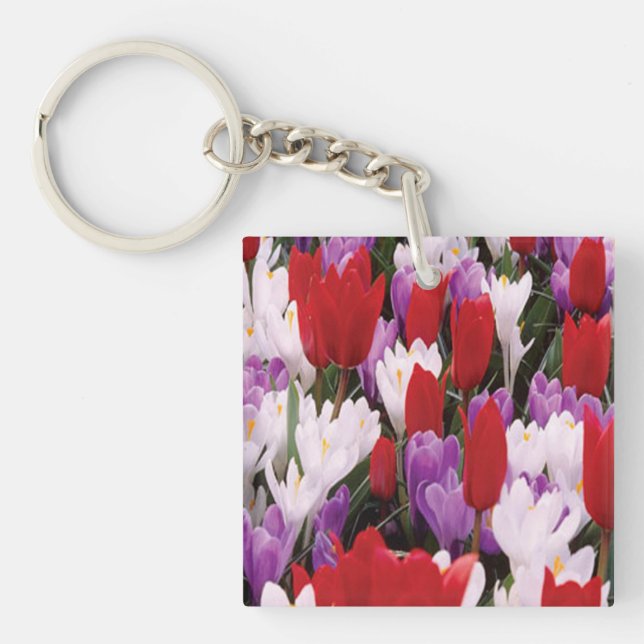 Farbige Tulip-Blume Schlüsselkette Schlüsselanhänger (Vorderseite)