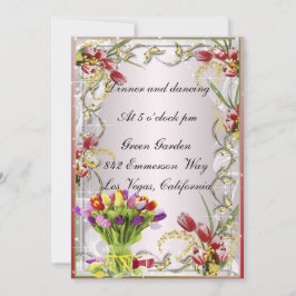 Farbige Tulip Floral Empfang Card Einladung