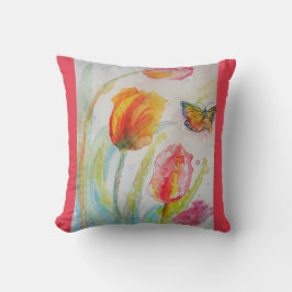 Farbige Tulip Wasserfarbe Blume Blumenkissen Kissen