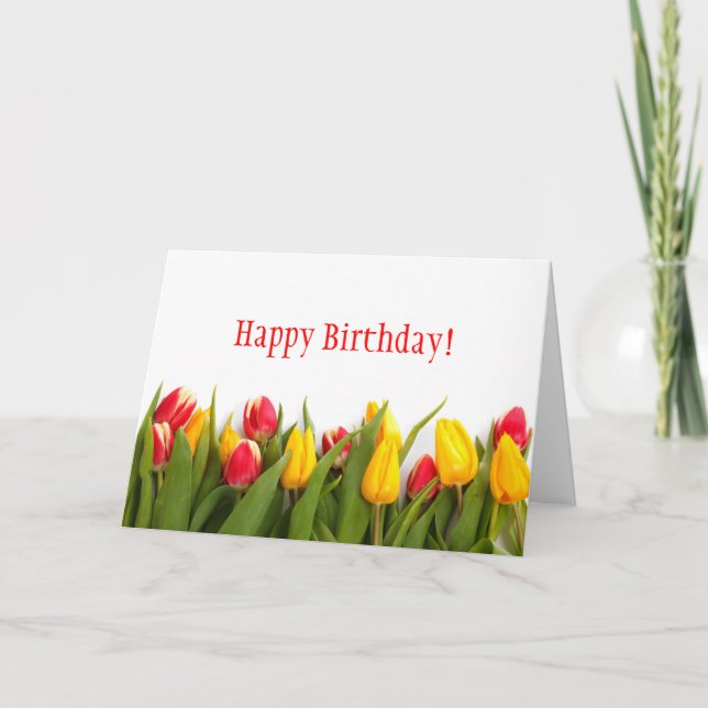 Farbige Tulips Geburtstagskarte Karte (Vorderseite)
