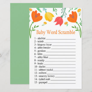 Farbige Tulpen Baby Wort Unscramble Spiel