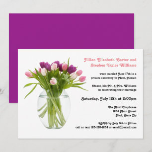 Farbige Tulpen in Vase  - Hochzeitsankündigung Einladung