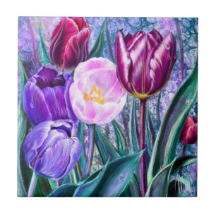 Farbige Tulpen Keramikfliese