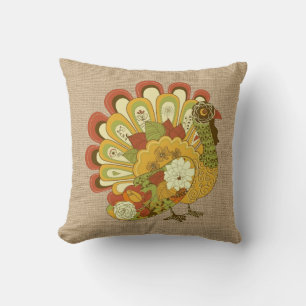 Farbige Türkei auf Imitaten Burlap Pillow Kissen