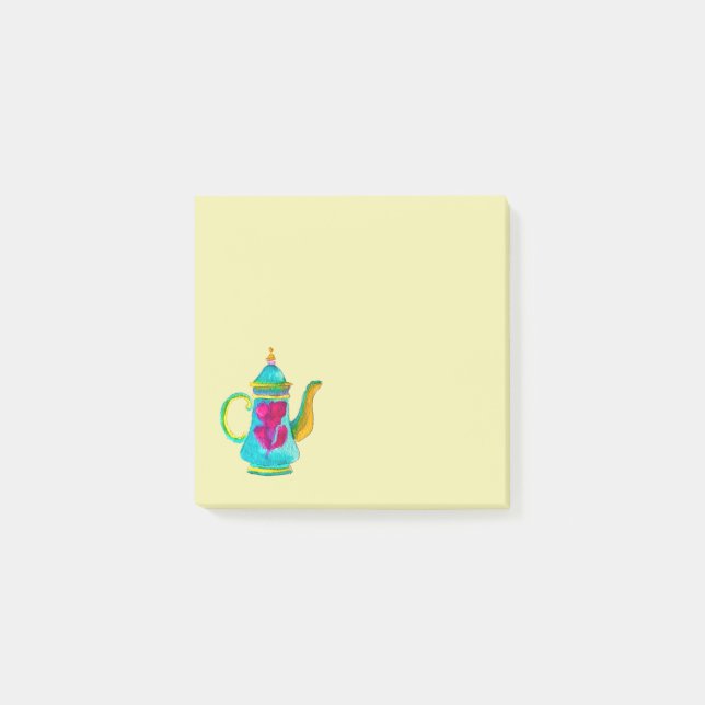Farbige türkische Teekanne Wasserfarbe Post-it Klebezettel (Vorderseite)