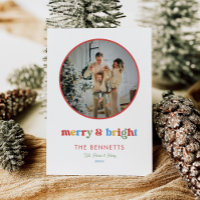 Farbige Typografie Merry & Bright Round Foto