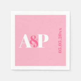 Farbige Typografie Pink Monogram Wedding Serviette