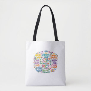 Farbige typografische Inspirationszitate Tasche
