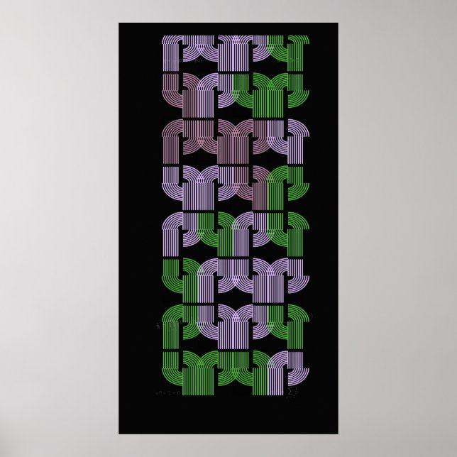 Farbige U-Labyrinth-Geometrie-Muster-Design  Poster (Vorne)