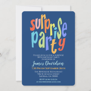Farbige Überraschungsparty Modern Einladung
