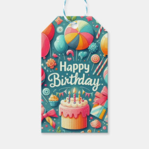 Farbige und fröhliche Happy Birthday-Feier Geschenkanhänger