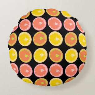 Farbige und helle Grapefruit-Scheiben  Rundes Kissen