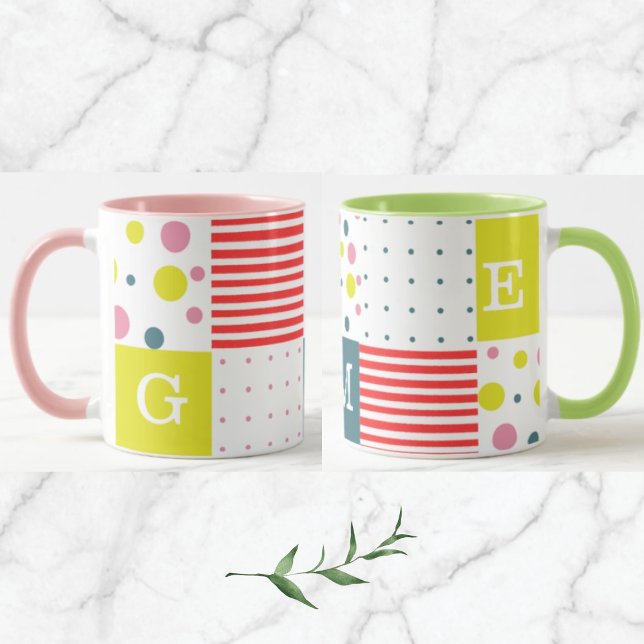 Farbige und hübsche Monogramm Dosen l Pink l Blue Tasse (Von Creator hochgeladen)